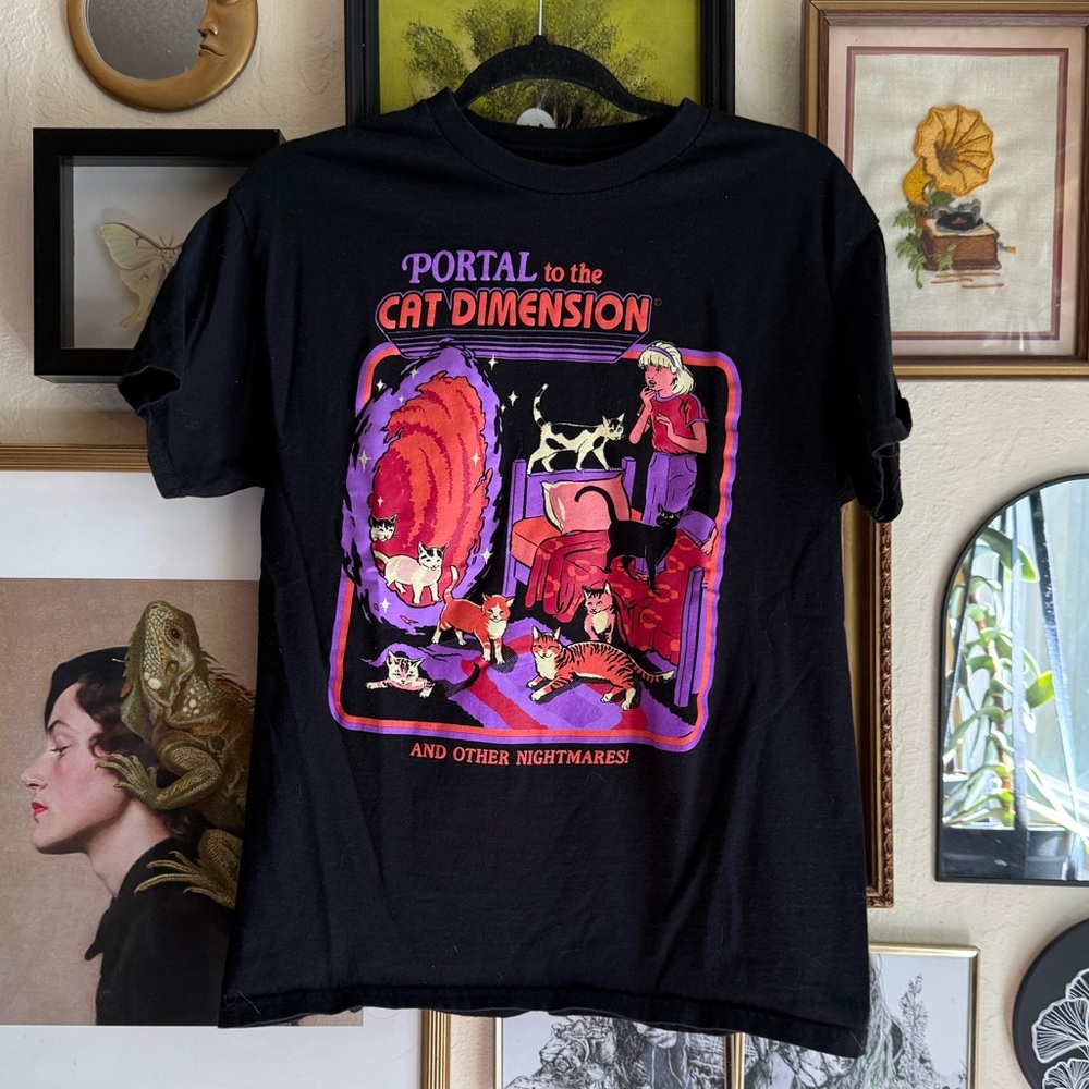 Steven Rhodes portal to the cat dimension t-shirt